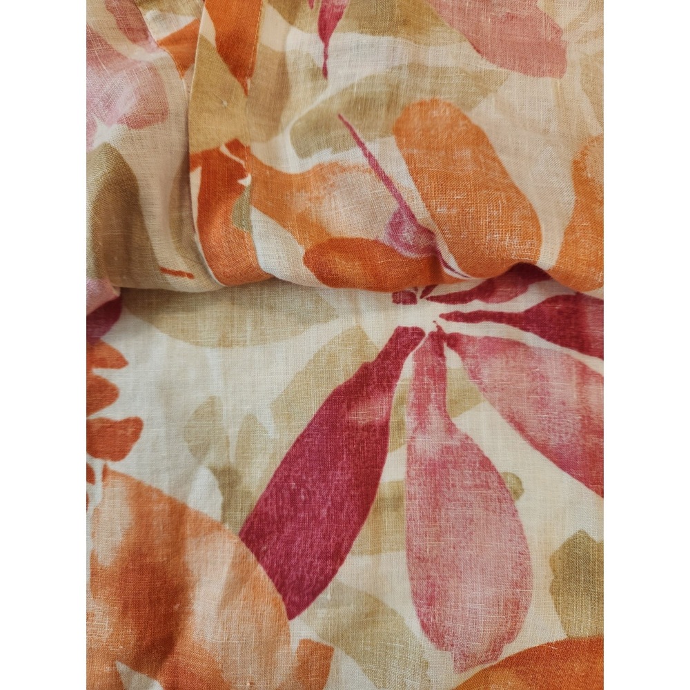 Chico Women's Orange Floral Linen Button-Up Shirt Size 2XL 3/4‎ Sleeve Summer - Picture 7 of 12